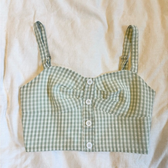 Green gingham top - Picture 1 of 4